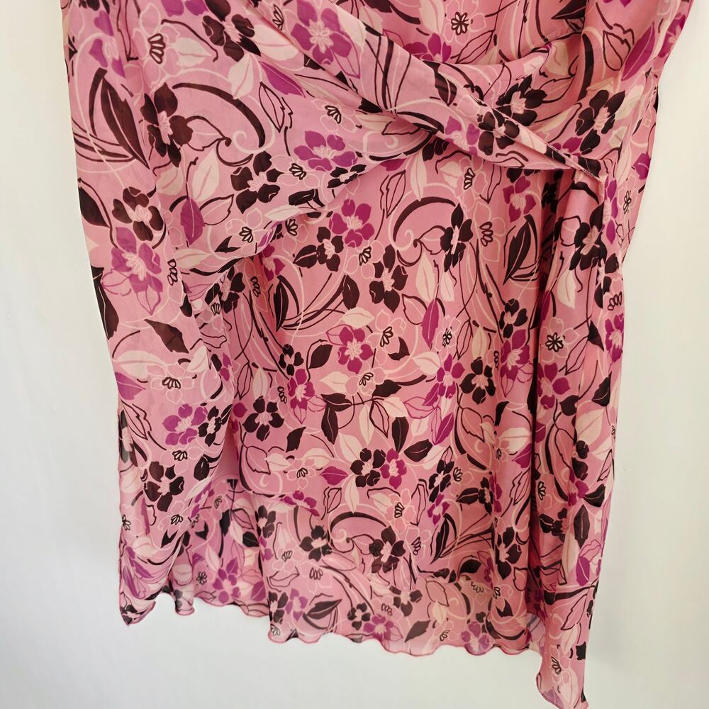 Jaclyn Smith Skirt Plus 18W Pink Brown Floral Chiffon Y2K Cottage Fairy Grunge - Picture 7 of 10